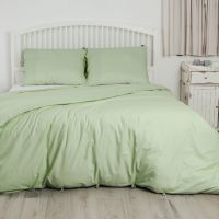 Bed linen Organic Tia with ties - green