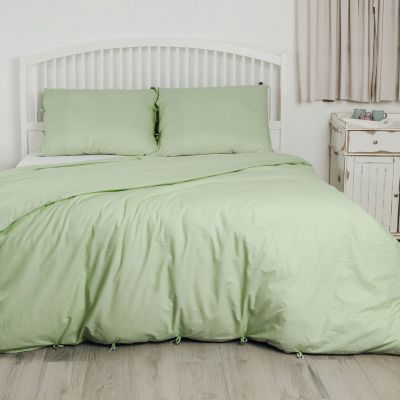 Bed linen Organic Tia with ties - green