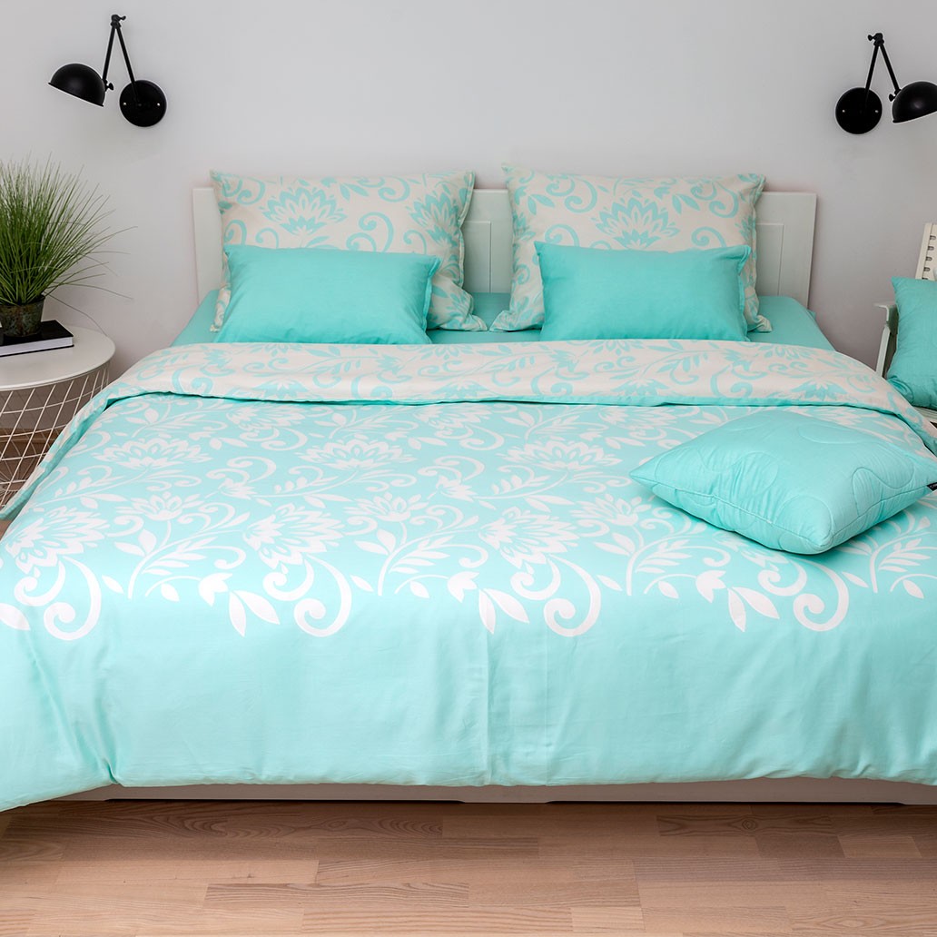 satenasta posteljnina floris image mint 1