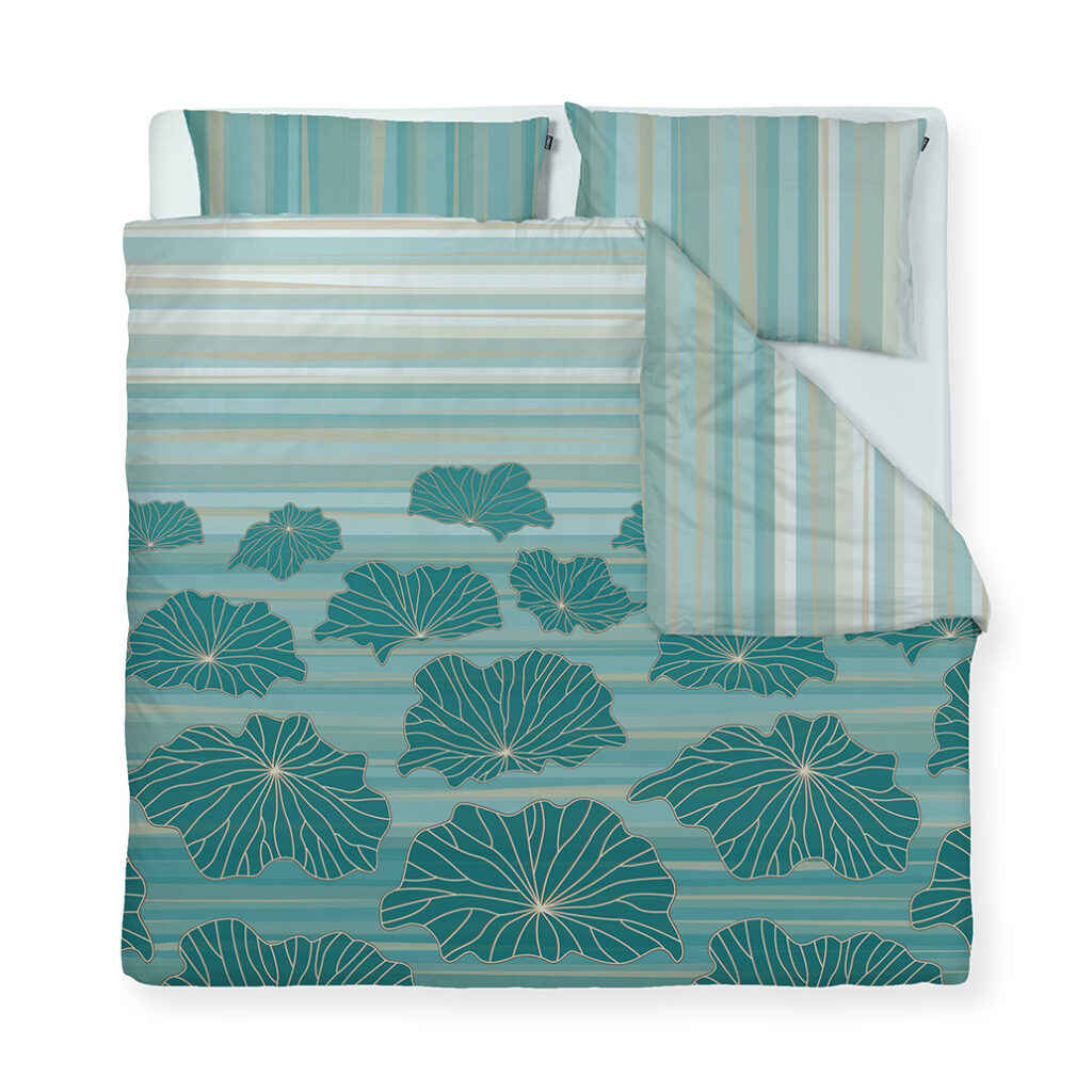 Posteljnina Mist zeleno modra tloris