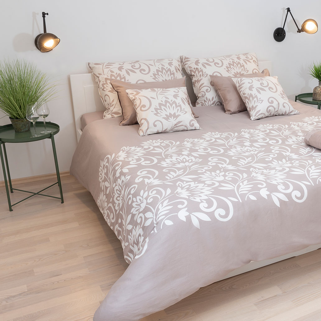 posteljnina floris image rjava dvojna