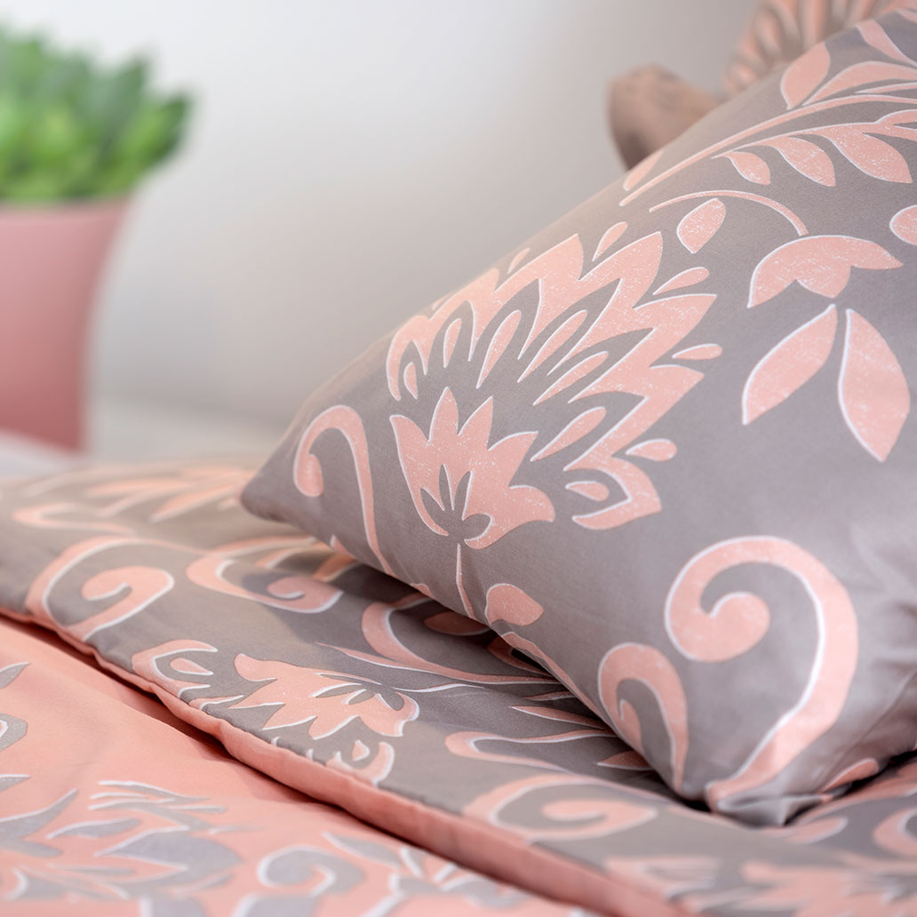 posteljnina floris dvojna roza okrasni vzglavnik