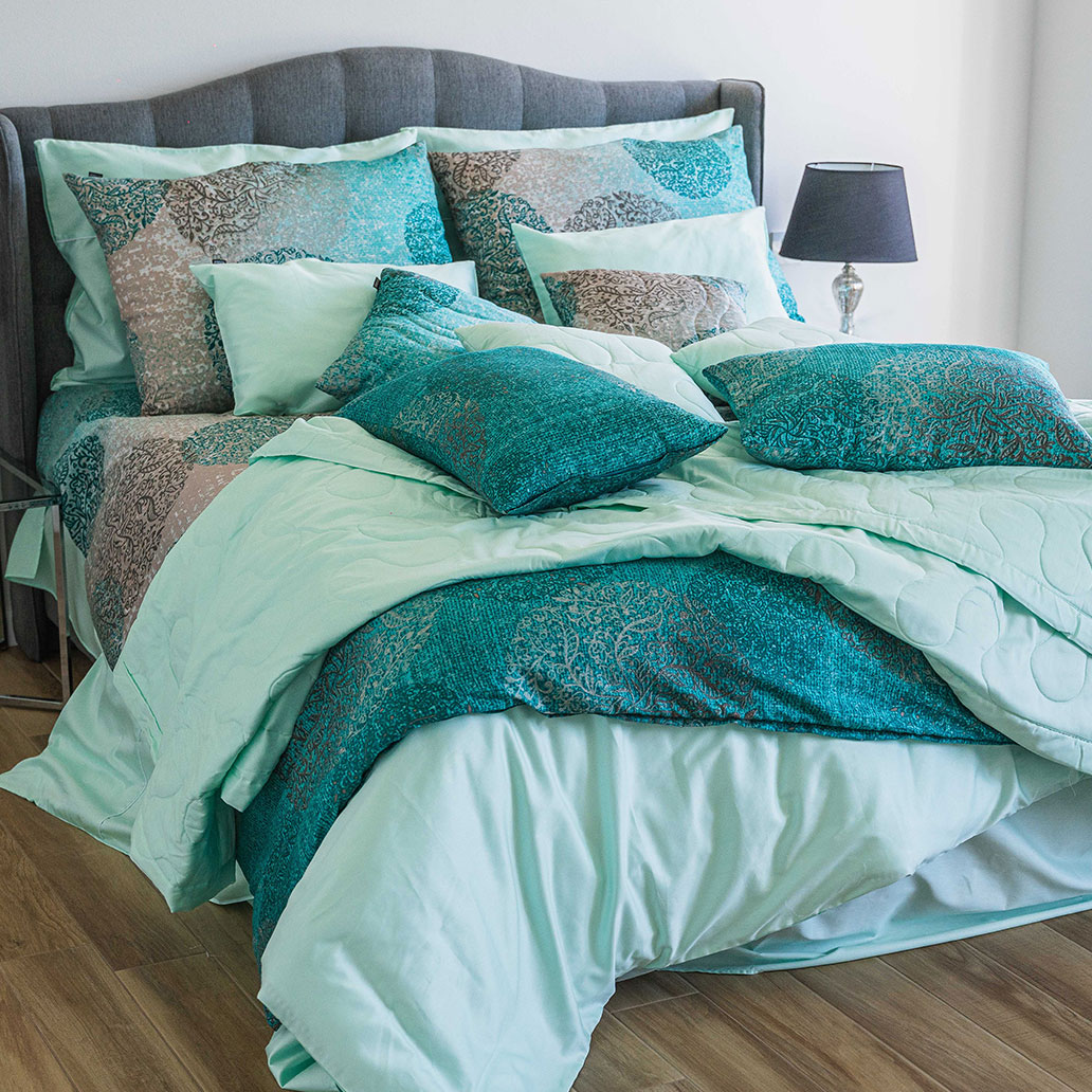 posteljnina prestige turkizna tloris dvojna 1