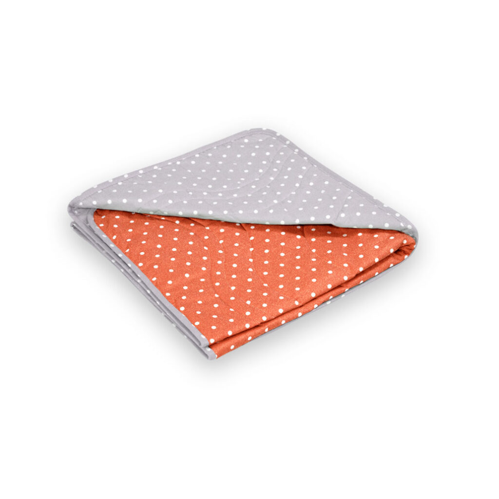 otroška odeja pikapoka oranžno siva