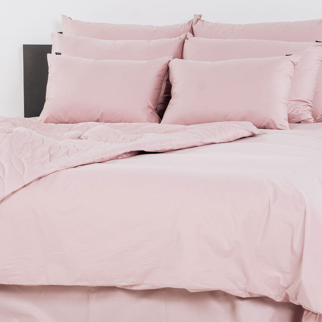 posteljnina lia organic roza tloris dvojna 1