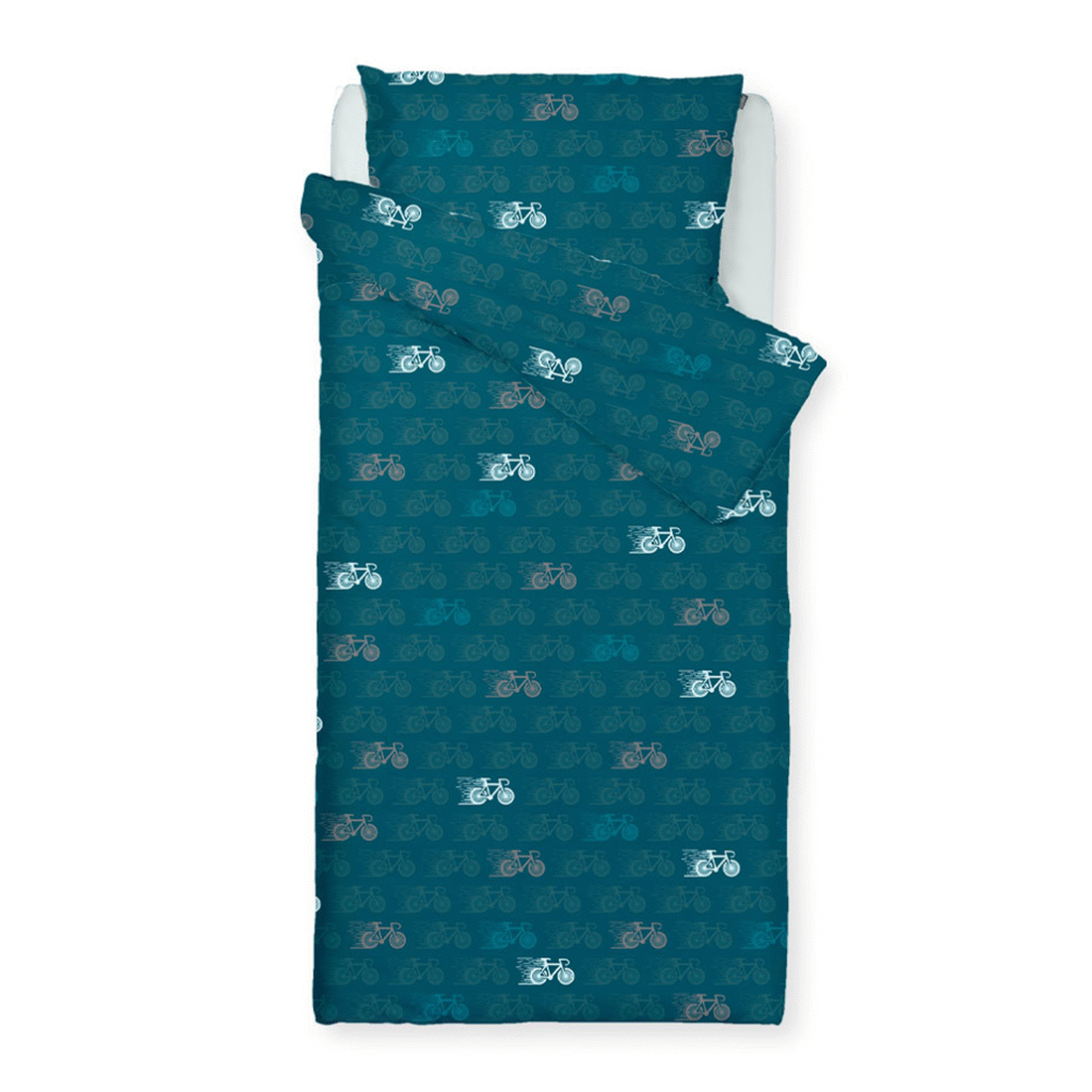 posteljnina bicikl modra